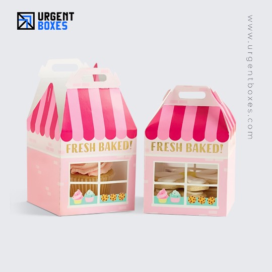 pink bakery boxes with a window