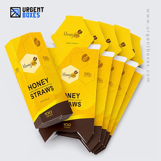 custom honey straw boxes hexagon style