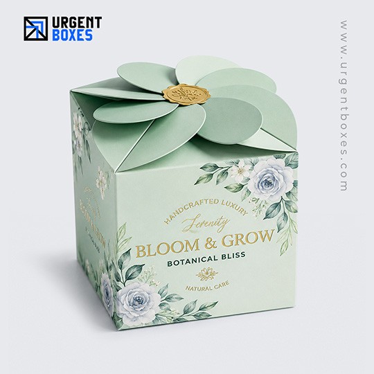 custom printed petal top favor boxes